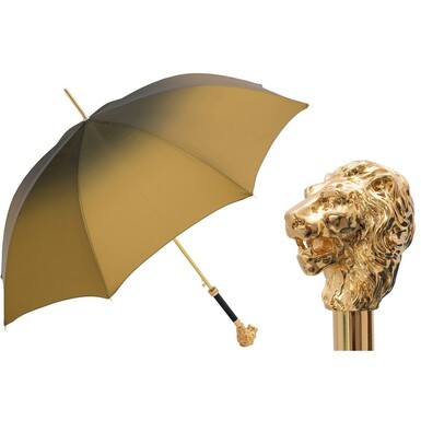 Зонт-трость для мужчин "Golden Lion" с позолоченной рукояткой