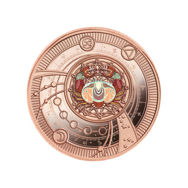 серебряная монета-кулон с покрытием розовым золотом cancer