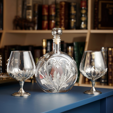 подарунковий набір luxe графин і два келихи з олова фото 1