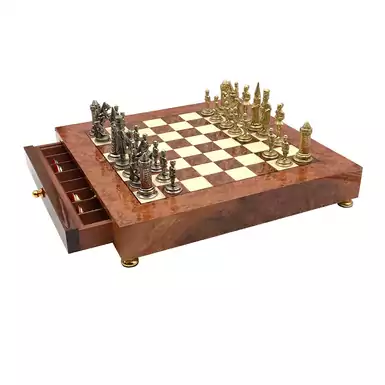 деревянная шахматная доска с выдвижным ящиком