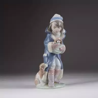 buy a porcelain figurine of a boy in a gift shop