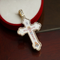 расписной крест с золотом и бриллиантами в красном футляре