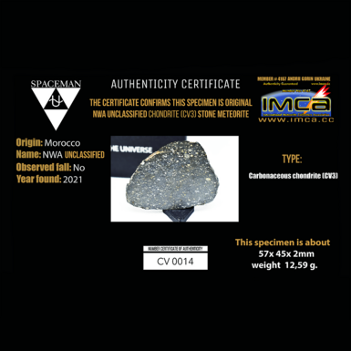сертифікат метеорита nwa