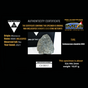 сертифікат з характеристиками метеорита