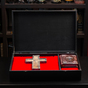 Set of Christian relics: Bible and Cross frontal view