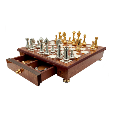 chess with metal pieces