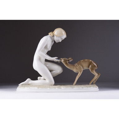 buy a sculpture of a girl with a deer