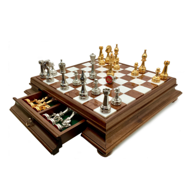 chess with wooden board