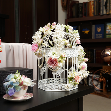 декоративная клетка с цветами купить