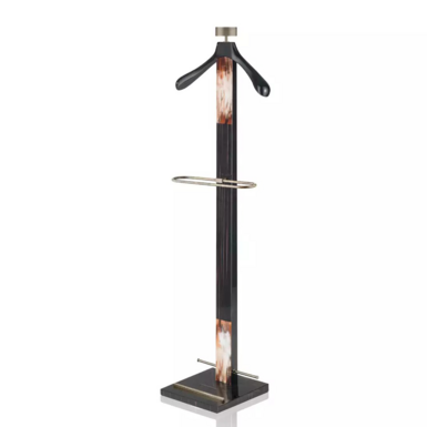 Floor hanger in stainless steel and natural horn "Levanzo - ebony" by Arca Horn
