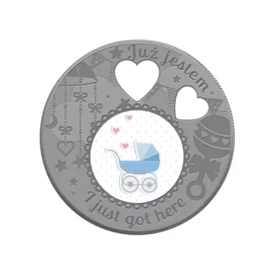 серебряная монета с местом для фото ребенка newborn