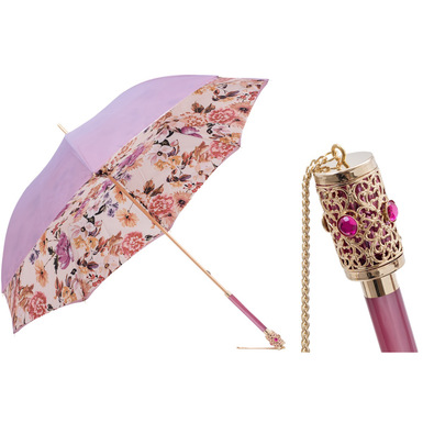 Women's cane umbrella with gems "Purple flowers" by Pasotti