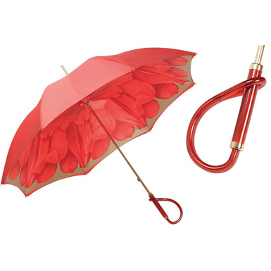 Women's cane umbrella "Red Dahlia" by Pasotti