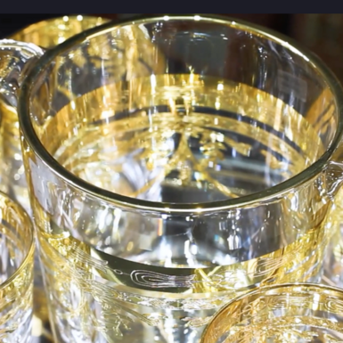 wow video Набір склянок для віскі з відром для льоду та підносом із позолченої латуні від Cre Art