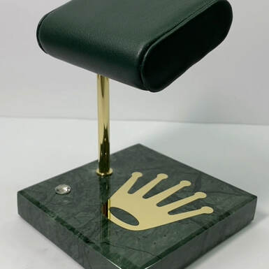 wow video "Green Rolex" watch stand with marble base by Michel Maloch