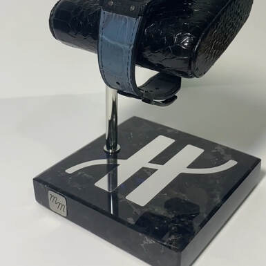 wow video Watch stand "Hublot" with labradorite base by Michel Maloch