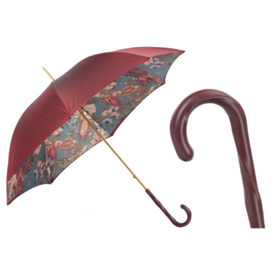 Umbrella-cane "Burgundy" with leather handle by Pasotti photo