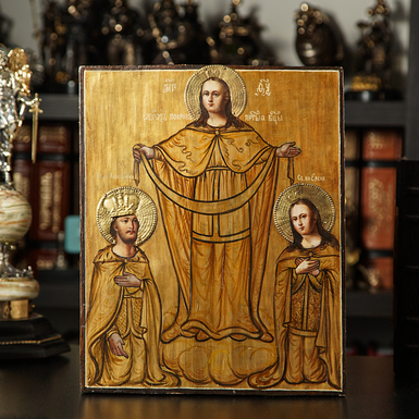 Buy an antique icon of the Intercession of the Virgin