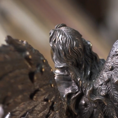 wow video Статуетка "Архістратиг Михайло" з бронзи та латуні вкрита золотом та сріблом, ручна робота
