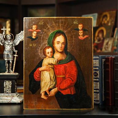 Купить старинную икону Божией Матери