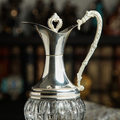 Crystal decanter with silver from the early 20th century photo