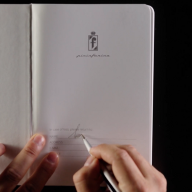 wow video Exclusive set - ballpoint pen and stone paper notebook from Pininfarina