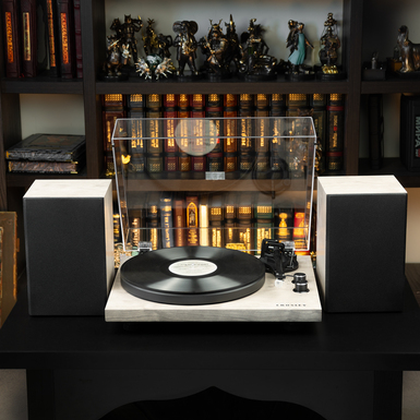 Vinyl player with external speakers photo