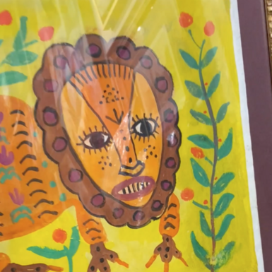 wow video Картина «Дикий зверь из Африки», Примаченко Мария (43×61 см) вторая половина-конец 50-х гг. 20 века