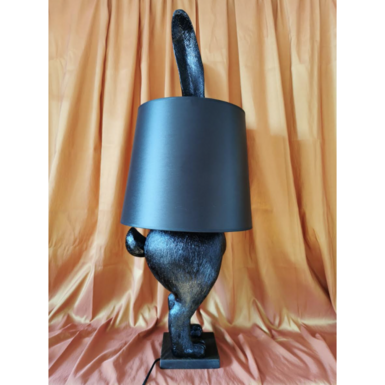 Lamp with a black lampshade photo