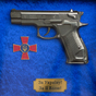 Pistol and emblem photo