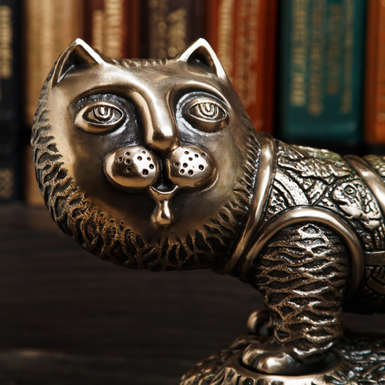 Statuette «Funny cat» made of bronze and marble by Vyacheslav Didkovsky
