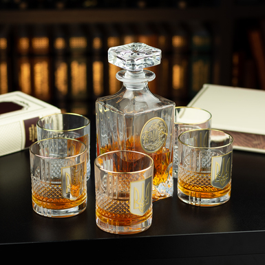 whiskey set with silver plated photo