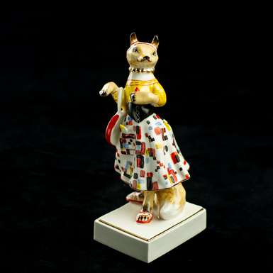 раритетна порцелянова статуетка лисиця-ледарка фото