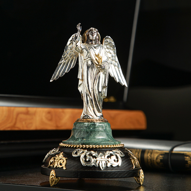Латунная статуэтка "Архангел Гавриил" с позолотой и посеребрением фото