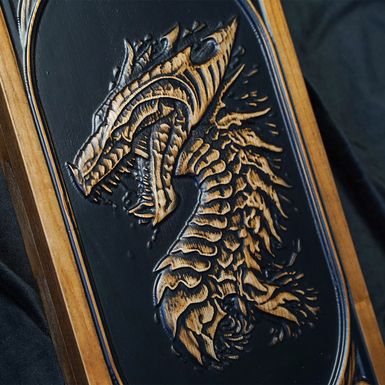 Backgammon with a carved dragon photo