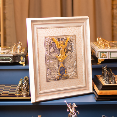 Икона Ангела Хранителя с серебром и золотом фото