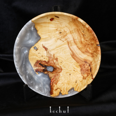 Декоративна дерев'яна тарілка ручної роботи "Саторі" від Kochut (340 мм) фото