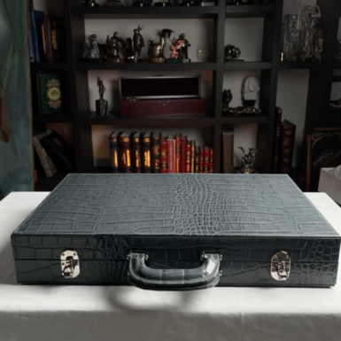 wow video Designer backgammon «Gray Crocco» in a case by Renzo Romagnoli