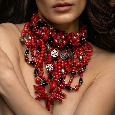coral and coin modern necklace