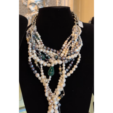 wow video Кольє "Seline" з натуральними перлами, агатом та флюоритом від SAMOKISH