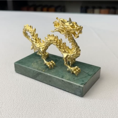 wow video Латунна статуетка "Китайський дракон" із позолотою