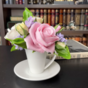 wow video Tea bouquet from cold porcelain in a cup, author Marina Malinovskaya