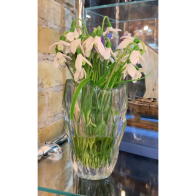 wow video Букет первоцветов из холодного фарфора в вазе из богемского стекла, автор Марина Малиновская