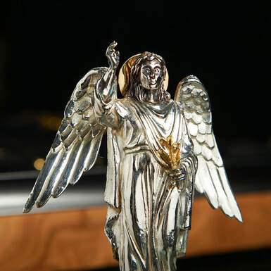 Латунна статуетка "Архангел Гавриїл" з позолотою та посрібленням