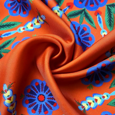 Шелковый платок "Цветы на оранжевом" от OLIZ