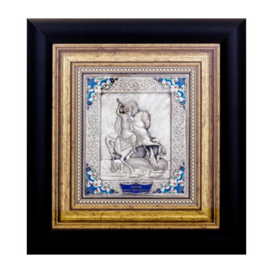 Ікона "Святий Юрій Змієборець" із міді, емалей фото