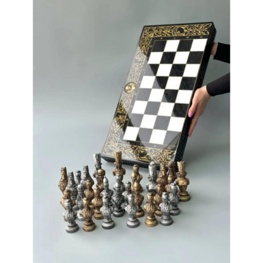Подарочные шахматы из акрилового камня "Golden" фото