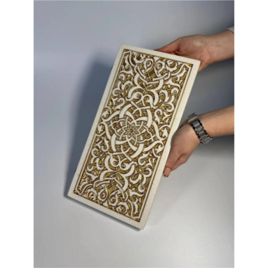 Gift backgammon made of white acrylic stone "Luxury" photo