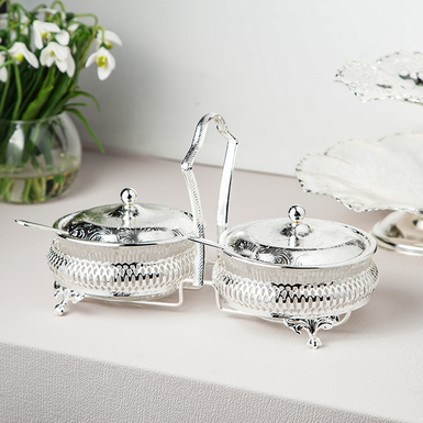 Silver plated set of two jam bowls