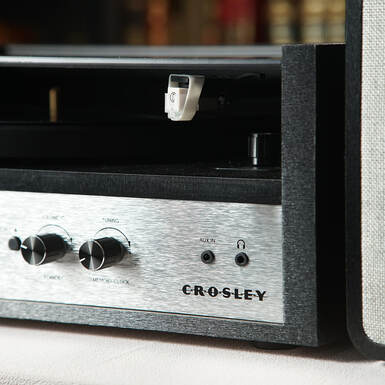 Crosley Coda Shelf System Vinyl Record Player - Black & Silver